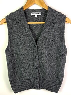 Ines de la Fressange X Uniqlo Dark Gray Cable Knit Button Vest size S